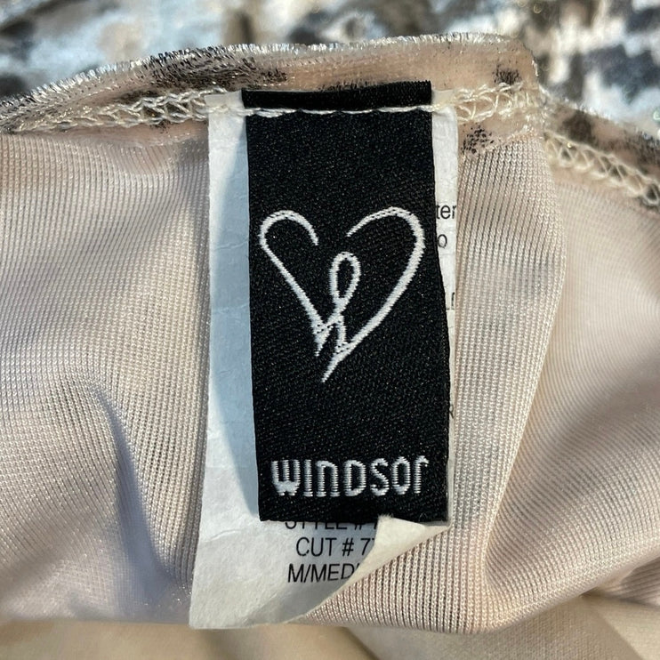 Windsor Beige Velvet Velour Snakeskin Cami Sleeveless Tank Mini Bodycon Dress M
