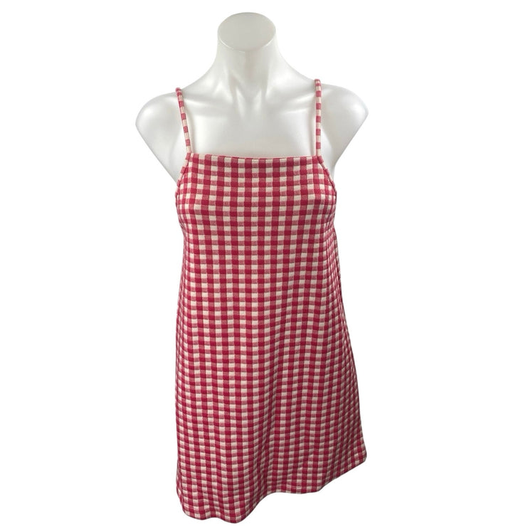 Zara Red Gingham Checkered Sleeveless Cami Camisole Mini Tank Dress Size S