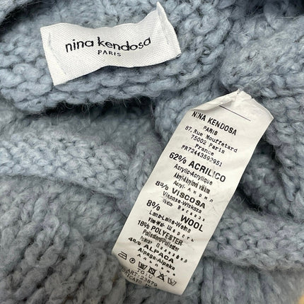 Nina Kendosa Womens Gray Long Raglan Sleeves Ribbed Knit Fluffy Sweater Top Sz M