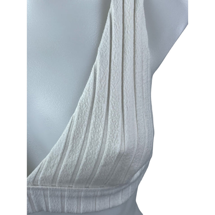 Alo Ribbed Take Comfort White Sleeveless Gym Athletic Activewear Tank Bra Top S