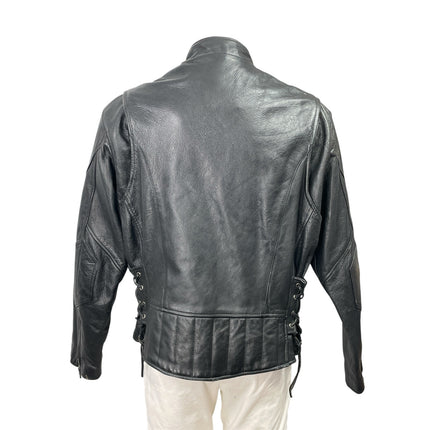 Wilsons Open Road Men's Black Leather Full Zip Moto Biker Coat Jacket Size XL