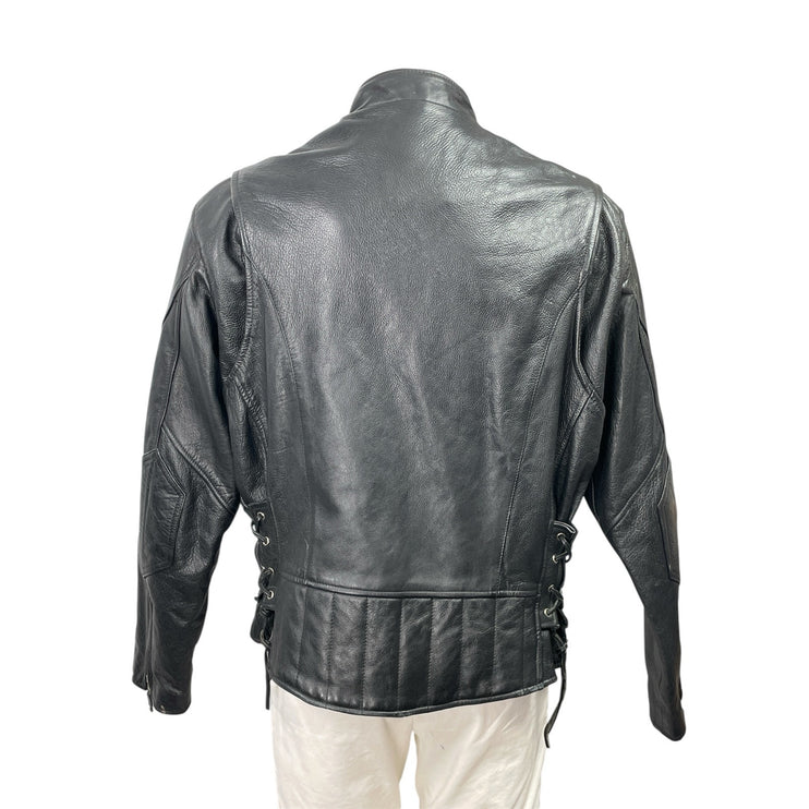 Wilsons Open Road Men's Black Leather Full Zip Moto Biker Coat Jacket Size XL