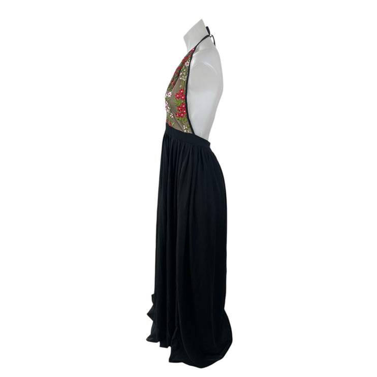 Fashion Nova Love Me Better Black Halter Floral Sleeveless A Line Maxi Dress M