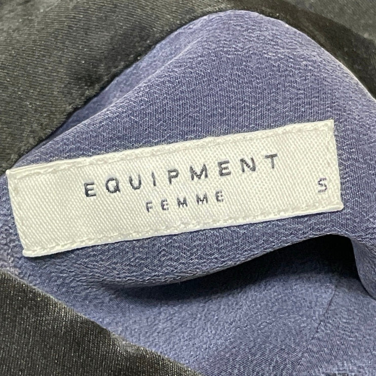 Equipment Women's Blue Gray Long Sleeves Button Down Shirt Tunic Blouse Top Sz S