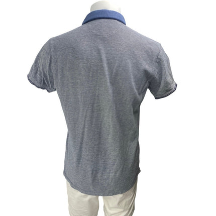 Zara Men's Gray Blue Short Sleeve Golf Cotton Casual Polo Shirt Top Size L