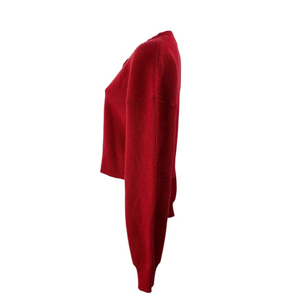Peppermayo Women's Red Long Balloon Sleeve Button Down Cardigan Sweater Size S/M