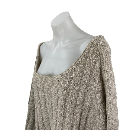 Free People Good Day Beige Long Sleeve Oversized Cropped Knit Sweater Top Size M