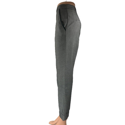 Mango Women's Gray Chevron High Rise Straight Leg Trousers Dress Pants Size 4