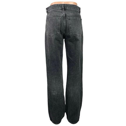 Zara Women's Black Washed High Waisted Baggy Straight Leg Denim Jeans Size 2