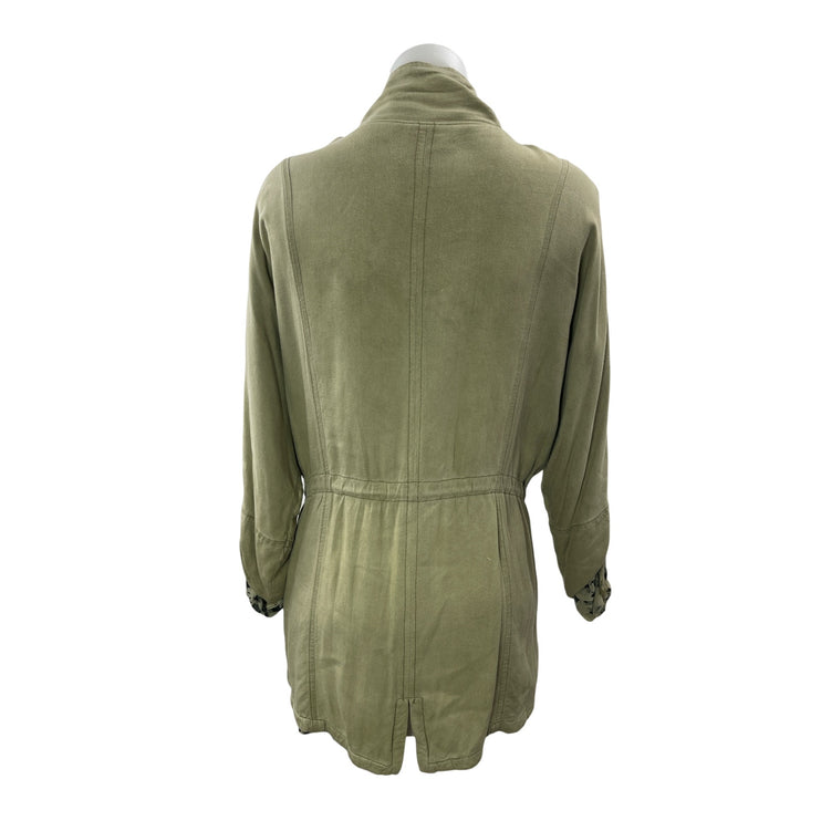 Jessica Simpson Green Zip Up Drawstring Long Sleeve Anorak Coat Jacket Size M