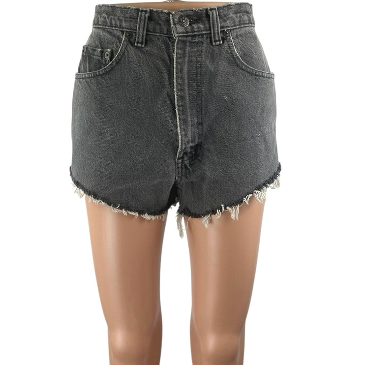Levi's 531 Womens Black High Waisted Cut Off Frayed Raw Hem Denim Jean Shorts 26
