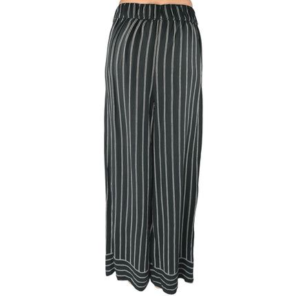 Ann Taylor LOFT Black Striped Wide Leg High Waist Pockets Trousers Pants Size S