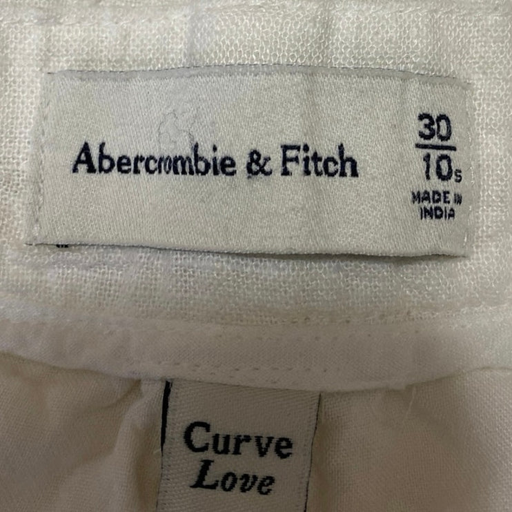 Abercrombie & Fitch White Linen Wide Leg High Waist Palazzo Trousers Pants Sz 30