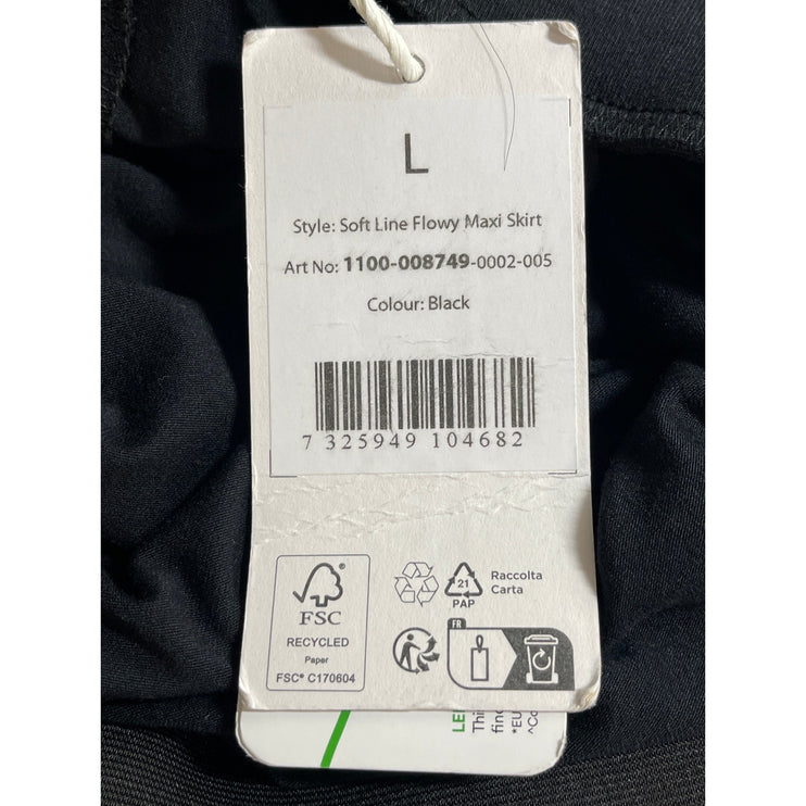 NEW Na-Kd Women's Black Elastic Waist Soft Line Flowy Maxi A-Line Skirt Size L