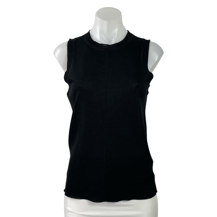 Zara Women's Black Ribbed Knit Crew Neck Sleeveless Sweater Tank Top Size M