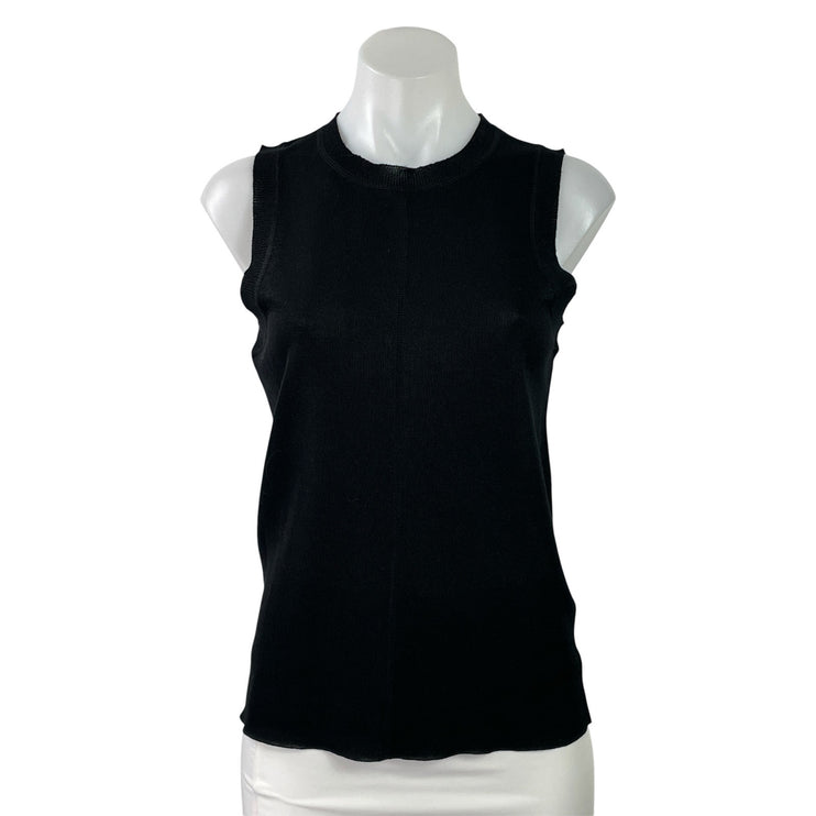 Zara Women's Black Ribbed Knit Crew Neck Sleeveless Sweater Tank Top Size M
