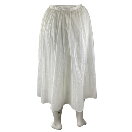 Zara Womens White High Waisted Zip Pleated Plisse Flare A Line Midi Skirt Size L