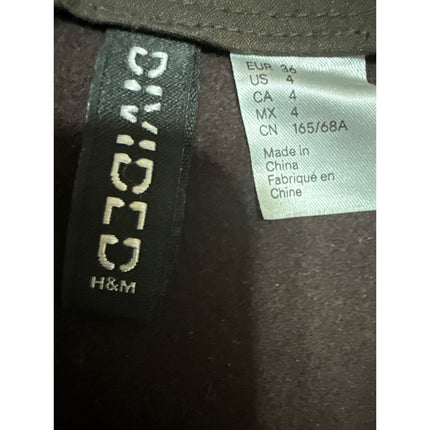 H&M Dark Brown Faux Leather Vegan Back Zip Pebbled Textured Mini Skirt Size 4