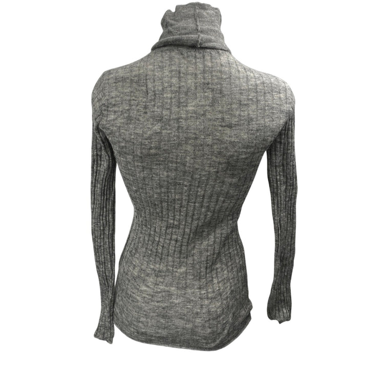 Zara Women's Gray Wool Long Sleeve Ribbed Knit Turtleneck Sweater Top Size S