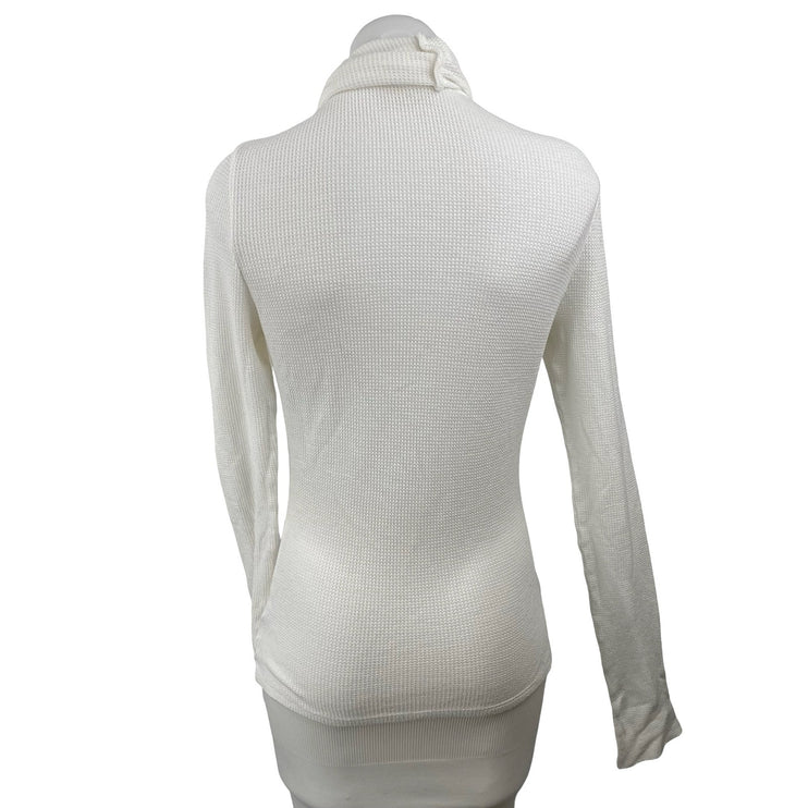 The Range Womens White Turtleneck Long Sleeve Waffle Knit Thermal Sweater Top XS