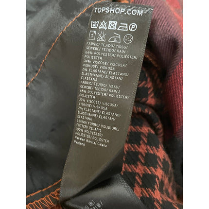 Topshop Women's Multicolor Plaid Check Pleated Belted Tapered Trouser Pants Sz 6