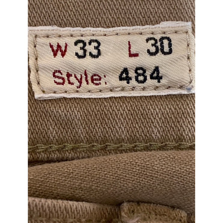 J.Crew 484  Mens Brown Tan High Rise Straight Slim Leg Chino Khaki Pants W33 L30