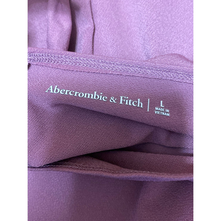 Abercrombie & Fitch Women's Purple Cap Sleeve Mock Neck Ruched Blouse Top Size L