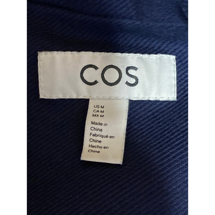 COS Womens Navy Blue Twill Long Sleeve Crop Jacket Mini Skirt 2 Piece Set Size M