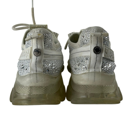 Steve Madden Maxima White Rhinestone Lace Up Chunky Sole Sneakers Shoes Size 9.5