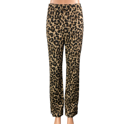 Reformation Women Beige Leopard Animal Print Straight High Rise Trousers Pants 4