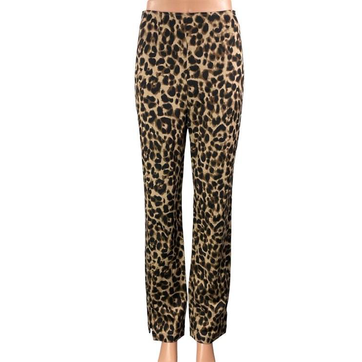 Reformation Women Beige Leopard Animal Print Straight High Rise Trousers Pants 4