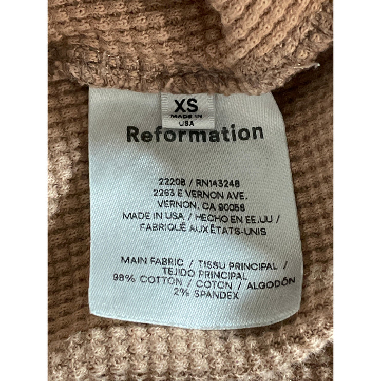 Reformation Women's Brown Ribbed High Rise Cuffed Hem Wide Leg Lounge Shorts XS