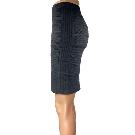 H&M Black Knit Bandage High Waist Mini Bodycon Straight Pencil Skirt Size 2