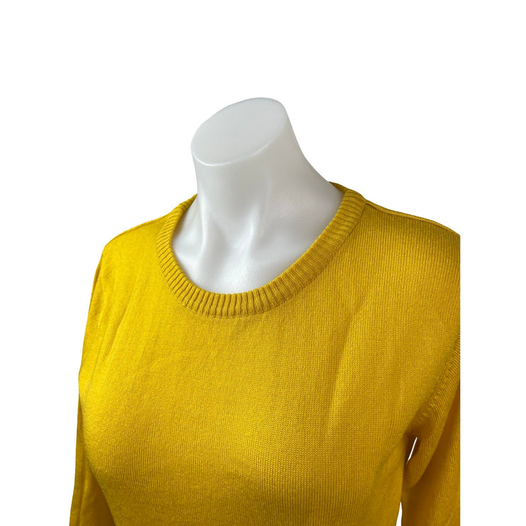 Park Avenue Women's Yellow Cashmere-Like Long Sleeve Knit Sweater Top Size 12