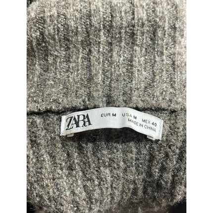 Zara Men's Gray Ribbed Knit Wool Turtleneck Long Sleeve Sweater Top Size M