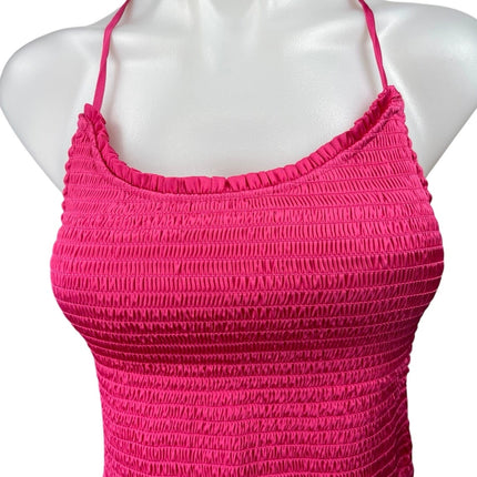 Free People Right On Time Pink Sleeveless Smocked Cami Camisole Crop Tank Top M
