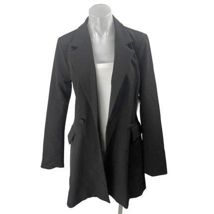 NEW Shoe Dazzle Black Double Breasted Long Sleeve Long Blazer Coat Jacket Size S