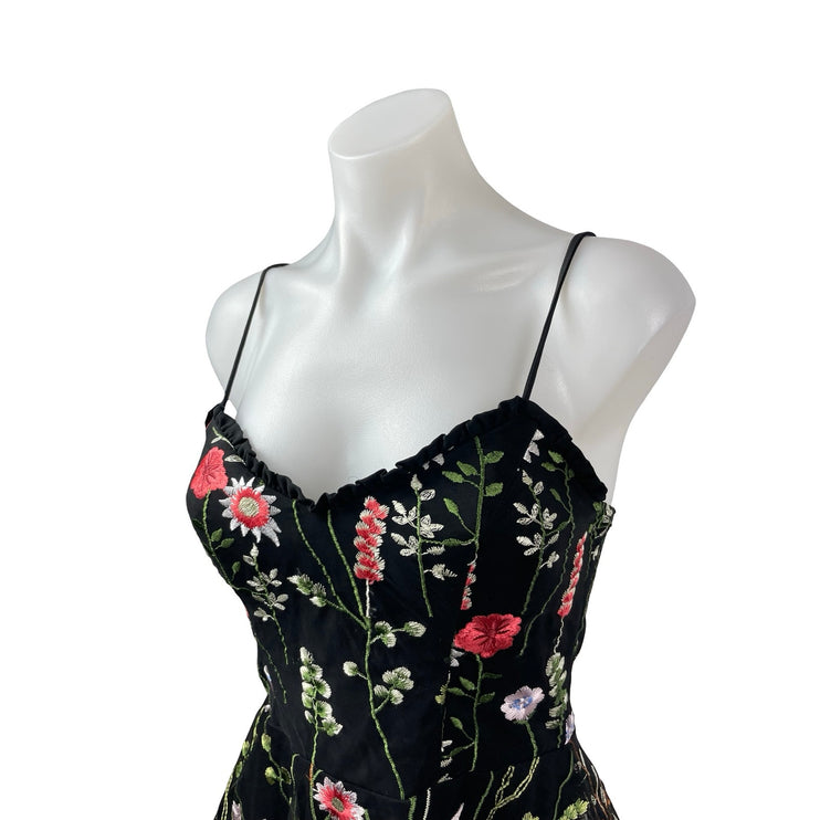 City Studio Black Floral Embroidered Sleeveless Cami Fit & Flare Mini Dress 3/4
