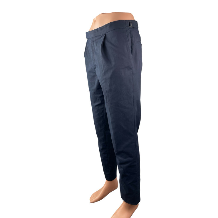 Incotex Men's Navy Blue Tapered Fit Pleated Straight Leg Trousers Pants Size 50
