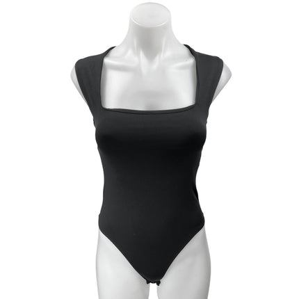 Zara Women's Black Square Neck Stretch Sleeveless Tank Bodysuit Top Size S