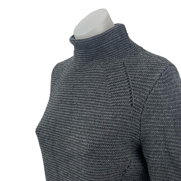 J. Mclaughlin Women's Black Gray Wool Ribbed Knit Turtleneck Sweater Top Size XS