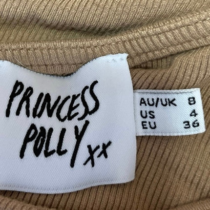 Princess Polly Noorie Brown Ruched Ties Long Sleeve Rib Knit Crop Sweater Top 4