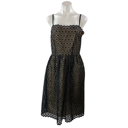 Trina Turk Black Lace Floral Sleeveless Eyelet Camisole Fit & Flare Dress Sz 10
