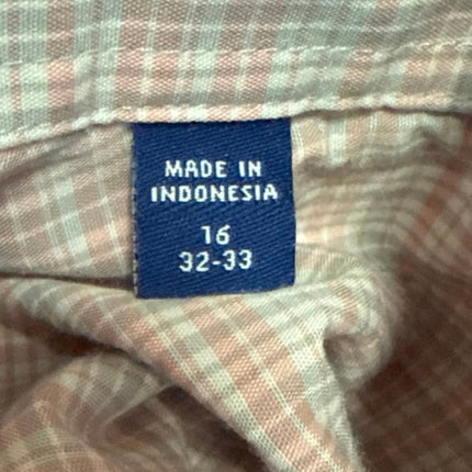 Kenneth Cole Reaction Men's Pink Plaid Slim Fit Button Down Shirt Top Size 32-33