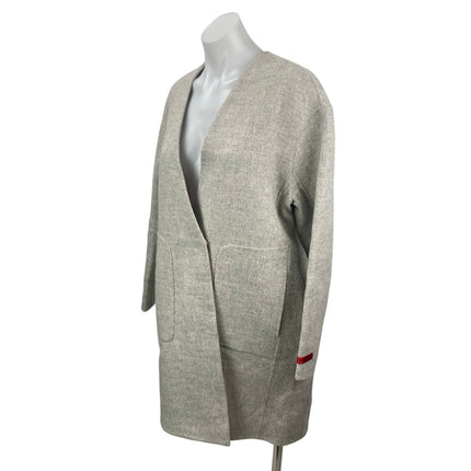 M+C Studios Womens Gray Wool V Neck Long Sleeve Sweater Cardigan Coat Jacket OS