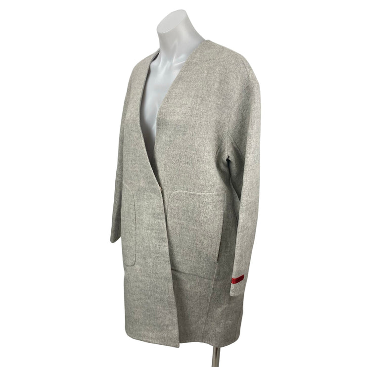 M+C Studios Womens Gray Wool V Neck Long Sleeve Sweater Cardigan Coat Jacket OS