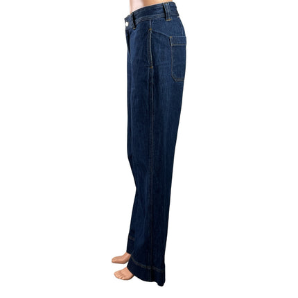 & Other Stories Blue Dark Wash Mid Rise Wide Leg Baggy Denim Jeans Pants Size 36