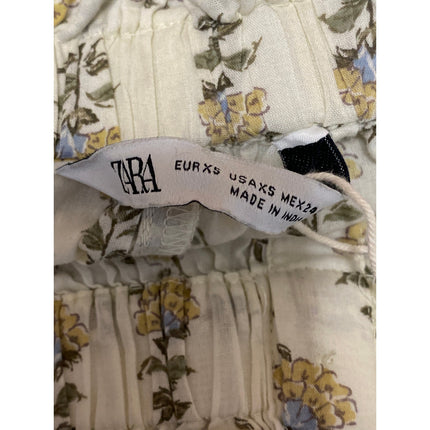 Zara Womens Beige Floral Ruffle Sleeveless Cami Camisole Tank Mini Dress Size XS