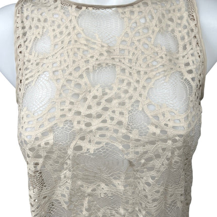 Zara Cream White Eyelet Lace Sleeveless Crew Neck Sheer Cover Up Crop Tank Top S