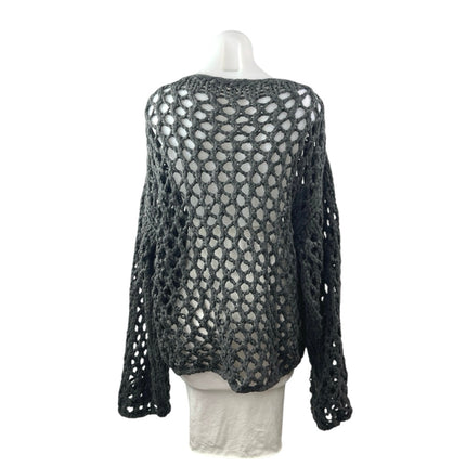Zara Women's Black Crochet Knit Long Sleeve Sheer Beach Swim Cover Up Top Size L